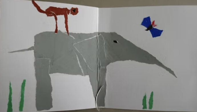 Papiers déchirés.
Livre surprise:"la jungle"